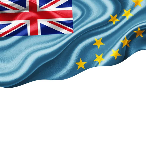 Bandera Tuvalu Seda Con Copyspace Para Texto Imágenes Fondo Blanco — Foto de Stock