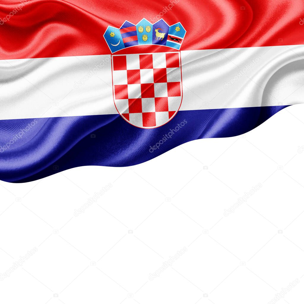 Croatia flag of silk with copyspace for your text or images and white background-3D illustration