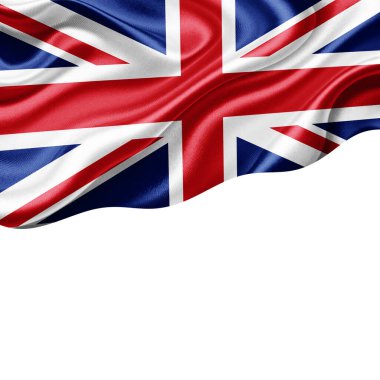 Metin veya resimleriniz ve beyaz arkaplan-3 boyutlu illüstrasyonunuz için telif aletiyle Birleşik Krallık bayrağı