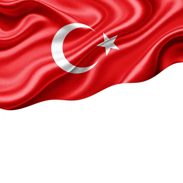 Turkey Flag Silk Copyspace Your Text Images White Background Illustration — Stock Photo, Image