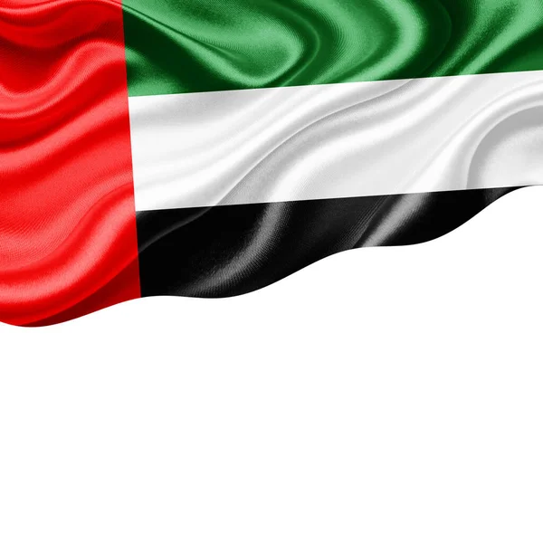 Egyesült Arab Emirates Zászló Selyem Copyspace Szöveg Vagy Képek Fehér — Stock Fotó