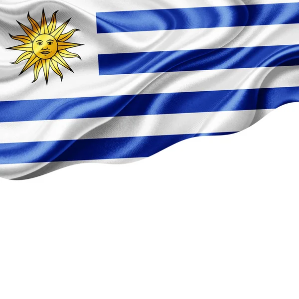 Uruguay Vlag Van Zijde Met Copyspace Voor Tekst Afbeeldingen Witte — Stockfoto