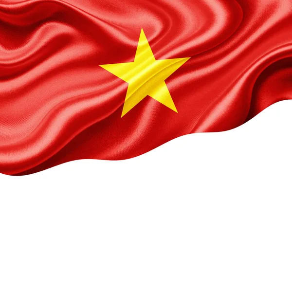 Vietnam Vlag Van Zijde Met Copyspace Voor Tekst Afbeeldingen Witte — Stockfoto