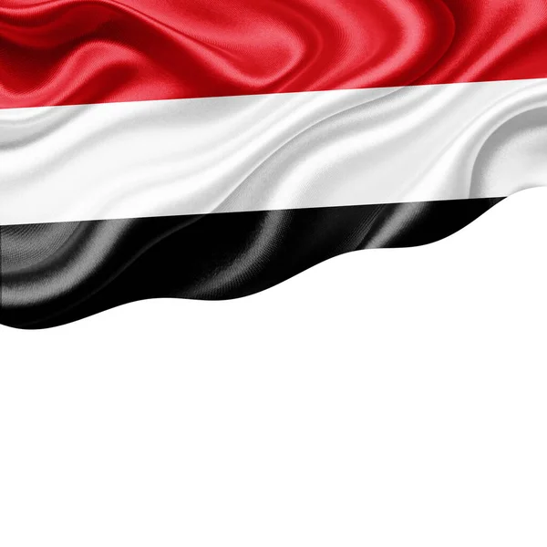 Bandiera Yemen Seta Con Copyspace Tuo Testo Immagini Sfondo Bianco — Foto Stock