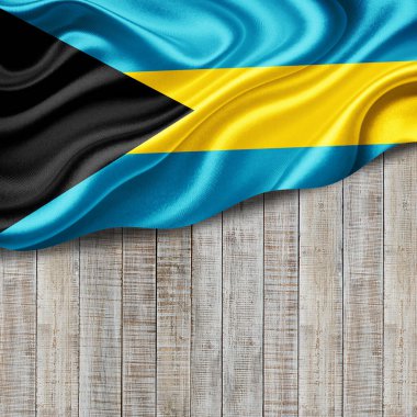 Metinleriniz veya resimleriniz ve ahşap arkaplan- 3 boyutlu illüstrasyonunuz için telif bayrağı