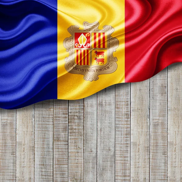 Bandera Andorra Seda Con Copyspace Para Texto Imágenes Ilustración Fondo — Foto de Stock