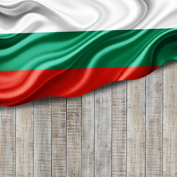 Bulgaristan Ipek Bayrağı Metin Veya Resimleriniz Için Telif Alanı Ahşap — Stok fotoğraf