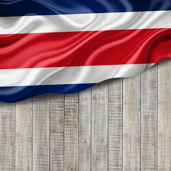 Costa Rica Vlag Van Zijde Met Copyspace Voor Tekst Afbeeldingen — Stockfoto