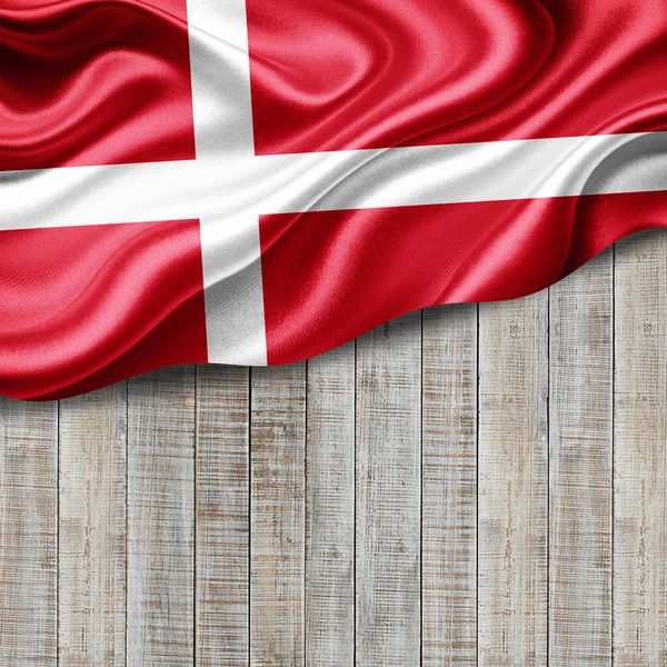 Denmark Flag Silk Copyspace Your Text Images Wood Background Illustratio — Stock Photo, Image