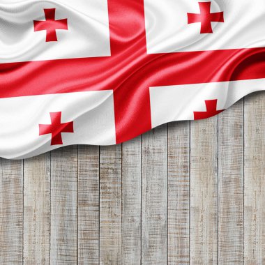 Metinleriniz ya da resimleriniz ve ahşap arkaplan illüstrasyonunuz için telif içeren Georgia bayrağı