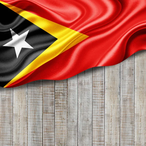 Timor Oriental Bandera Seda Con Copyspace Para Texto Imágenes Madera —  Fotos de Stock