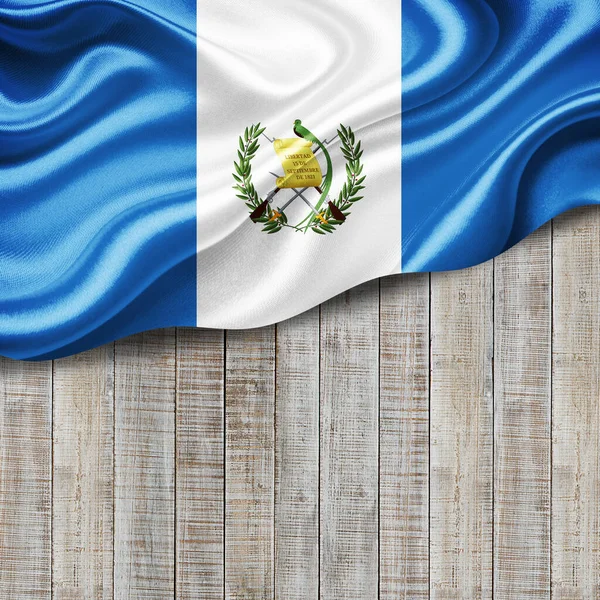 Guatemala Bandeira Seda Com Copyspace Para Seu Texto Imagens Madeira — Fotografia de Stock