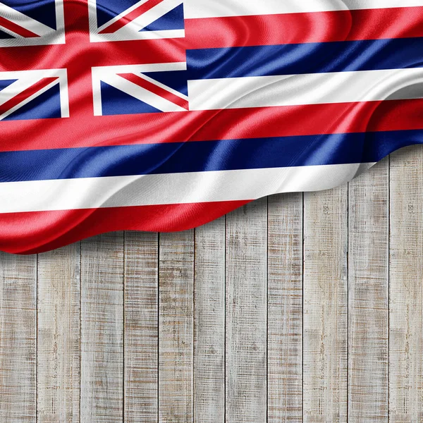 Hawaii Flag Silk Copyspace Your Text Images Wood Background Illustration — Stock Photo, Image