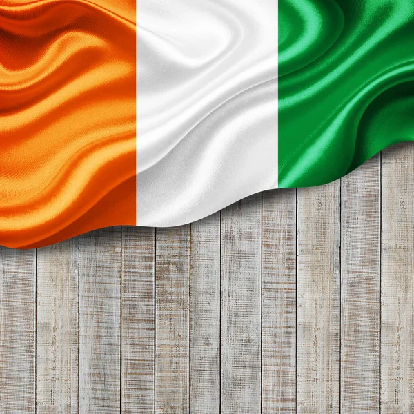 Ivory Coast Flag Silk Copyspace Your Text Images Wood Background — Stock Photo, Image