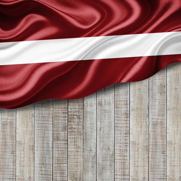 Latvia Flag Silk Copyspace Your Text Images Wood Background Illustration — Stock Photo, Image