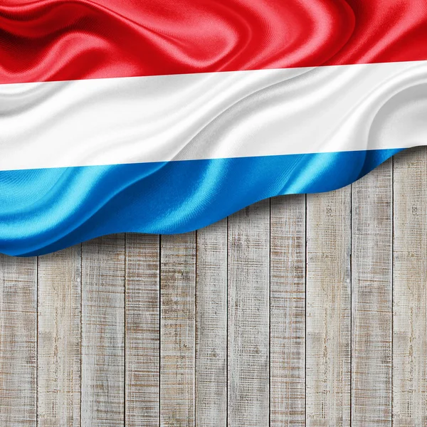 Luksemburg Flaga Jedwabiu Copyspace Dla Tekstu Lub Obrazów Drewna Tło — Zdjęcie stockowe