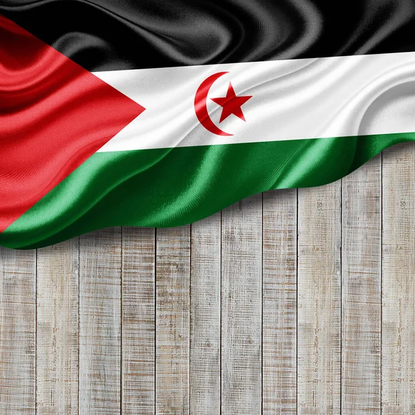 Sahrawi Árabe República Democrática Bandeira Seda Com Copyspace Para Seu — Fotografia de Stock