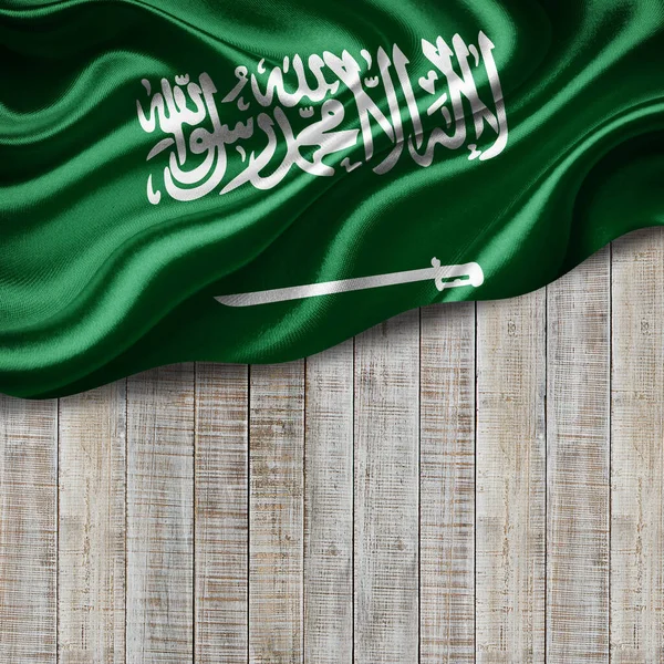 Szaúd Arábia Zászló Selyem Másolási Hely Szöveg Vagy Képek Háttér — Stock Fotó