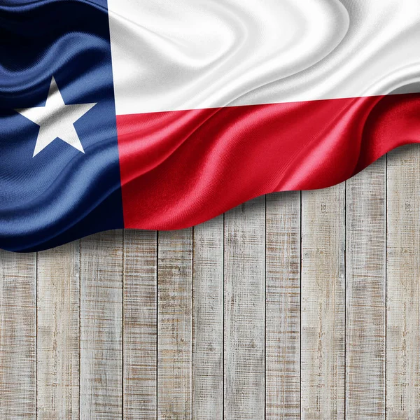 texas flag of silk with copyspace for your text or images and wood background-3D illustration