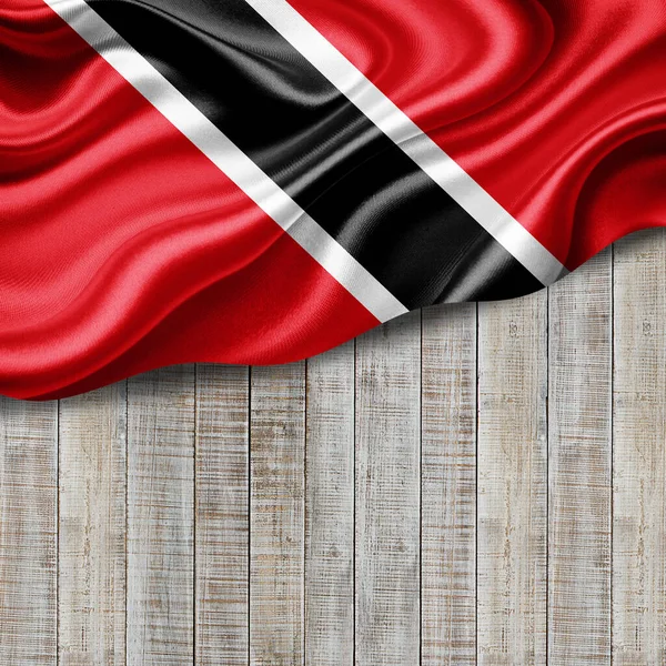 Flaga Tobago Jedwabiu Copyspace Dla Tekstu Lub Obrazów Drewna Tło — Zdjęcie stockowe