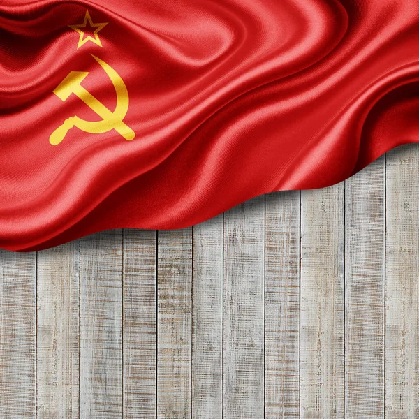 Bandera Ussr Seda Con Copyspace Para Texto Imágenes Madera Fondo —  Fotos de Stock