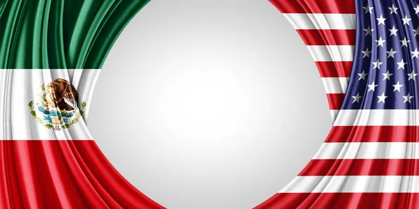 Mexico American Flag Silk Copyspace Your Text Images White Background — Stock Photo, Image