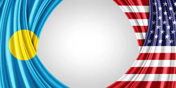 Palau American Flag Silk Copyspace Your Text Images White Background — Stock Photo, Image
