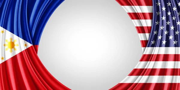 Fülöp Szigetek Amerikai Zászló Selyem Copyspace Szöveg Vagy Képek Fehér — Stock Fotó