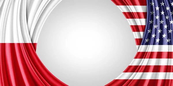 Poland American Flag Silk Copyspace Your Text Images White Background — Stock Photo, Image