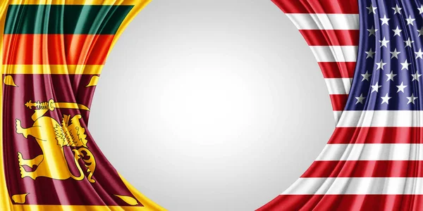 Sri Lanka American Flag Silk Copyspace Your Text Images White — Stock Photo, Image