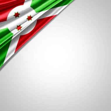 Metin veya resimleriniz ve beyaz arkaplanınız için kopyalanmış ipeğin Burundi bayrağı
