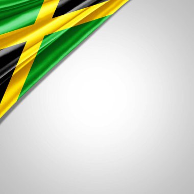 Metnin veya resimlerin ve beyaz arkaplan için telif alanı olan Jamaika ipek bayrağı