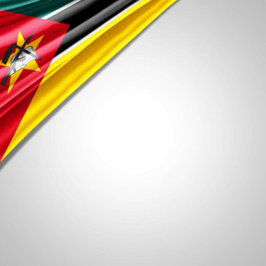 Metin veya resimleriniz ve beyaz arkaplanınız için kopyalanmış ipeğin Mozambik bayrağı