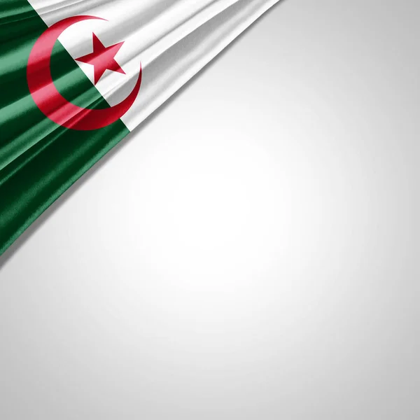 Bandera Argelia Seda Con Copyspace Para Texto Imágenes Fondo Blanco — Foto de Stock