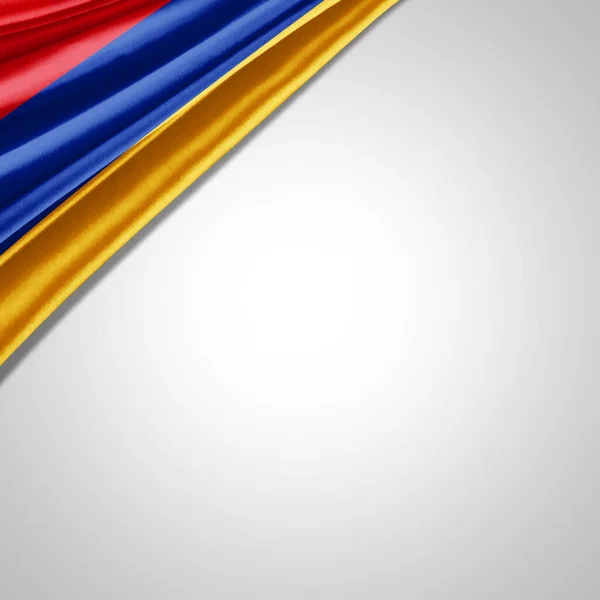Örményország Zászló Selyem Copyspace Szöveg Vagy Képek Fehér Háttér — Stock Fotó