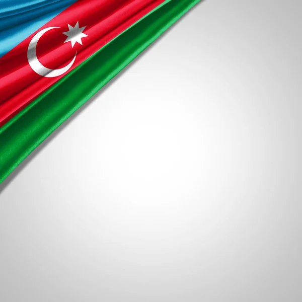 Azerbaigian Bandiera Seta Con Copyspace Vostro Testo Immagini Sfondo Bianco — Foto Stock