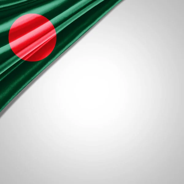 Bangladesh Bandiera Seta Con Copyspace Tuo Testo Immagini Sfondo Bianco — Foto Stock