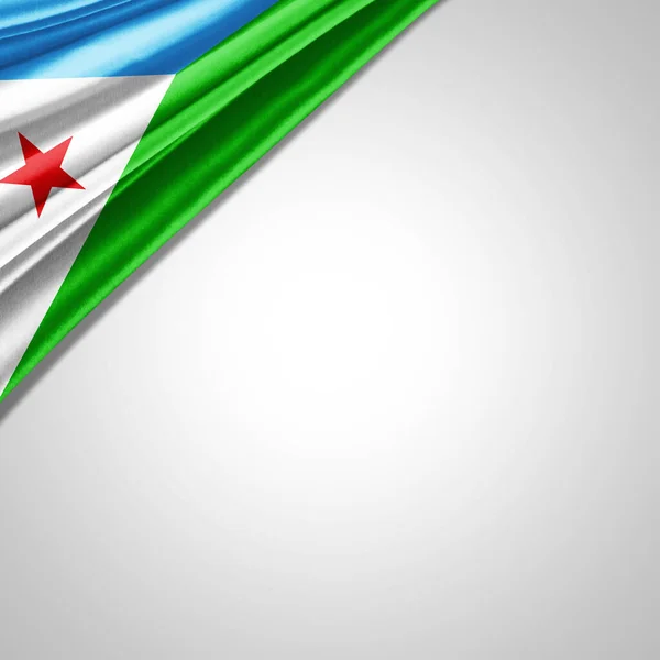 Djibouti Flag Silk Copyspace Your Text Images White Background — Stock Photo, Image