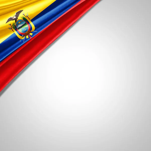 Еквадорський Прапор Шовку Копіювальним Простором Тексту Зображень Білого Фону — стокове фото