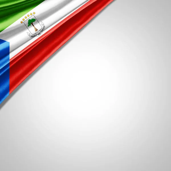Bandera Seda Guinea Ecuatorial Con Copyspace Para Texto Imágenes Fondo — Foto de Stock