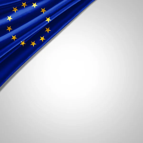 Europe union flag of silk with copyspace for your text or images and white background