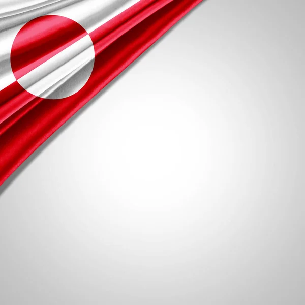 Grónská Vlajka Hedvábí Copyspace Pro Váš Text Nebo Obrázky Bílé — Stock fotografie
