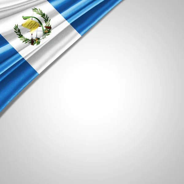 Bandera Guatemala Seda Con Copyspace Para Texto Imágenes Fondo Blanco — Foto de Stock