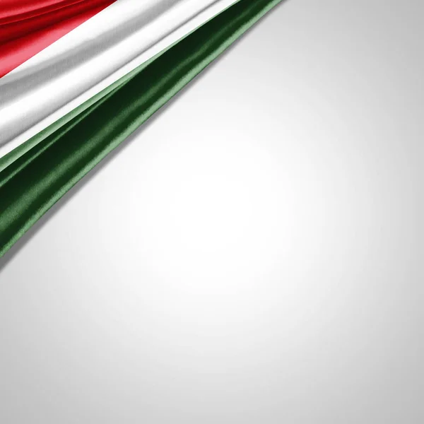 Magyarország Zászló Selyem Copyspace Szöveggel Vagy Képekkel Fehér Háttérrel — Stock Fotó