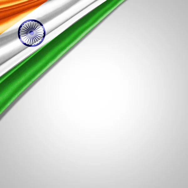 Индийский Флаг Шелка Копирайтом Текста Изображений Белого Фона — стоковое фото