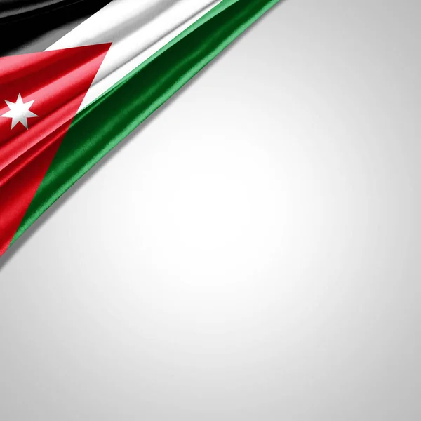 Jordan Flag Silk Copyspace Your Text Images White Background — Stock Photo, Image