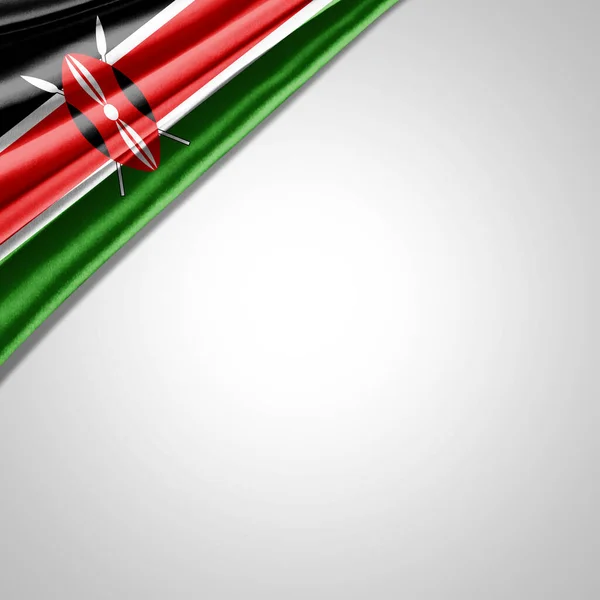 Bandiera Kenya Seta Con Copyspace Tuo Testo Immagini Sfondo Bianco — Foto Stock
