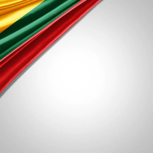 Lituania Bandiera Seta Con Copyspace Tuo Testo Immagini Sfondo Bianco — Foto Stock