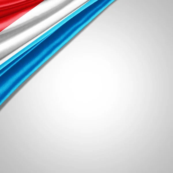 Luxemburgi Zászló Selyem Szöveggel Vagy Képekkel Fehér Háttérrel — Stock Fotó