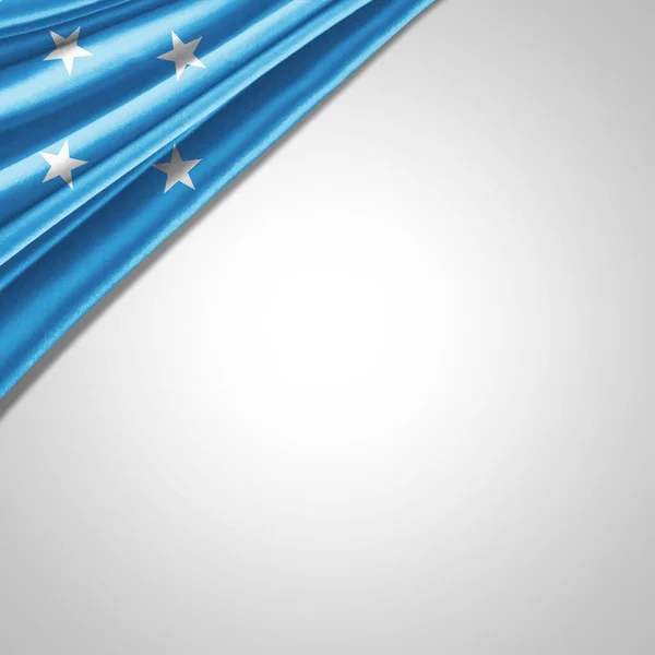 Bandiera Micronesia Seta Con Copyspace Tuo Testo Immagini Sfondo Bianco — Foto Stock